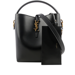 YSL LE 37 金釦小牛皮二用水桶包/黑色, , large