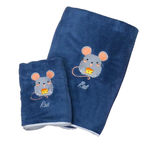 12生肖 珊瑚絨毛巾浴巾 【粉色/藍色】彩色刺繡 牛年 毛巾 3秒瞬吸 活性印染 掛耳設計 十二生肖 生肖, , large