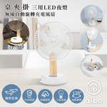 【aibo】桌/夾/掛三用 LED夜燈 6.6吋無線自動旋轉充電風扇-HA-FAN1157, , large