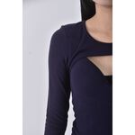(S) 【安于晴Charlene私服】air space質感假兩件藍色長袖上衣二手衣, , large