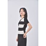 (S) sham yaw條紋黑色短袖上衣二手衣, , large