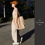 【TAYLORS】Korean style summer striped canvas tote bag, , large
