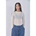 (S) 【里唯私服】mouggan質感微透膚白色長袖上衣二手衣, , large