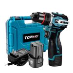 【TOPWAY】16.8V 鋰電電鑽 家用電鑽 3分 雙速衝擊 電動起子 工業級手電鑽 電動螺絲刀超大扭力 正反轉 鑽牆, , large