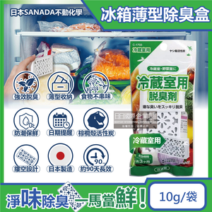 [日日好物]日本不動化學-冰箱強效去味除濕保鮮薄型棕櫚殼活性炭除臭盒10g/袋(多款可選)