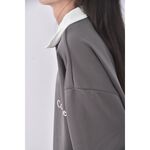 (XL) 質感假兩件灰色長袖上衣二手衣, , large