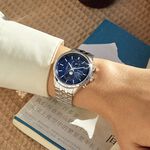 CITIZEN 星辰 光動能電波萬年曆月相手錶 BY1030-50L, , large