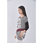 (XL) 圖案黑色長袖上衣二手衣, , large