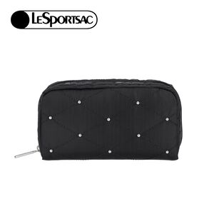 |快速出貨|Lesportsac Rectangular Cosmetic 長形化妝包 送禮推薦-黑色格紋釘飾