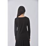 (S) niceioi質感圓領黑色長袖上衣二手衣, , large