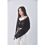 (F) 【安于晴Charlene私服】質感修身短版針織黑色罩衫二手衣, , large