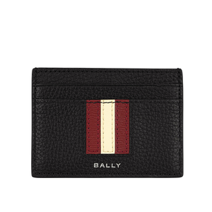 BALLY Ribbon 紅白條紋牛皮4卡卡片夾/名片夾/黑色