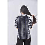 (L) uniqlo棉質純棉條紋藍色襯衫上衣二手衣, , large