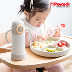 【日本孔雀Peacock】耐衝擊底座  斜握式握把 一鍵彈開吸管杯 兒童不鏽鋼保溫杯水壺350ML-任選, , large