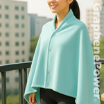 [GraphenePower] 石墨烯輕便兩用披肩毯(附收納袋) - 水綠, , large