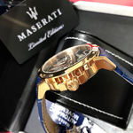 [星晴錶業]MASERATI手錶,46mm,R8821119005寶藍色錶面玫瑰金錶殼寶藍真皮皮革錶帶款, , large