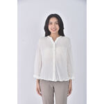 (M) net質感白色長袖上衣二手衣, , large