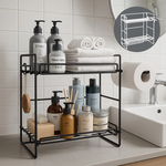 【A&R】雙層浴室雙用收納置物架 黑色, , large