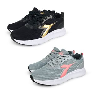 DIADORA迪亞多那 時尚運動女鞋 女運動鞋 慢跑鞋 吸震 回彈 厚底 輕量 透氣 減壓 彈力 棉鞋墊 止滑 黑 灰