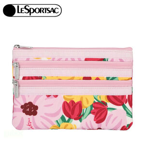 LeSportsac 3-zip Cosmetic 三層拉鍊化妝包 -粉紅花漾