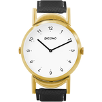 【PICONO】Twin collection double watch surface black leather strap watch-Gold / TN-11501, , large