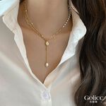 【Gulicc】古莉可 項鍊 時尚氣質女王頭像吊墜珍珠項鍊, , large