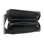 Michael Kors Cooper 銀字滿版塗層帆布ㄇ形拉鍊直式長夾(黑色), , large