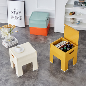 【AOTTO】簡約創意可收納防滑椅凳-白色(ID-004W)