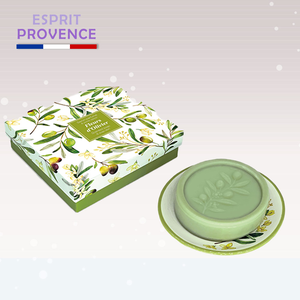 〔本野有限公司〕法國ESPRIT PROVENCE橄欖花香皂禮盒組(附陶盤)香皂100g  -1入組