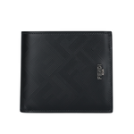 FENDI FF Logo Shadow 內拼色對開8卡短夾/黑色/紅色, , large