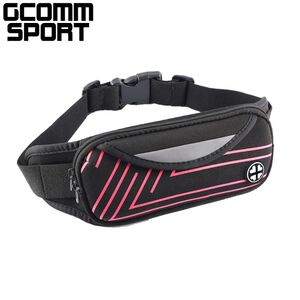 GCOMM SPORT 雙袋防汗水音樂運動腰包 直條紅