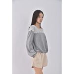 (S) 【依庭私服】cumar質感圓領灰色長袖上衣二手衣, , large
