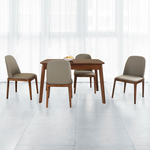 【Homelike】喜家居胡桃實木可延伸餐桌椅組(一桌四椅)(2529-24), , large