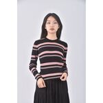 (S) hang ten棉質條紋黑色長袖上衣二手衣, , large