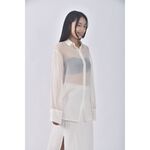 (M) runway韓牌透紗白色長袖上衣二手衣, , large