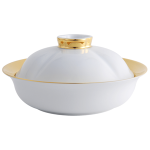 LEGLE - Auspicious Round Soup Bowl with Lid - Cracked Gold Edge