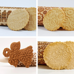 【SOLO Vintage】Hedgehog Rolling Pin 43CM Embossed Natural European Wood Made in Poland, , large