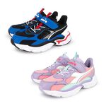 DIADORA迪亞多那 中童運動生活時尚鞋 童運動鞋 童鞋 時尚 拼接 魔鬼氈 透氣 康特杯 保護後跟 止滑 黑藍 粉紫, , large