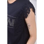 (M) meeijen蕾絲拼接藍色短袖上衣二手衣, , large