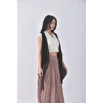 (M) 羊毛假兩件拼接背心黑色罩衫二手衣, , large