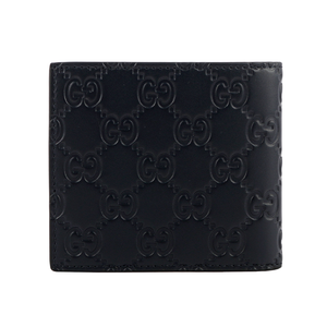 GUCCI GG Logo 大標誌壓印牛皮對開8卡短夾/深藍色