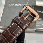 [星晴錶業]ARMANI手錶,42mm,AR00047寶藍色錶面玫瑰金錶殼咖啡色真皮皮革錶帶款, , large