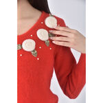 (S) 圓領紅色長袖上衣二手衣, , large