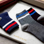 凱美棉業 | 8入組 隨機出色 經典條紋羅紋中筒襪 學院風 百搭棉襪 22-26cm, , large