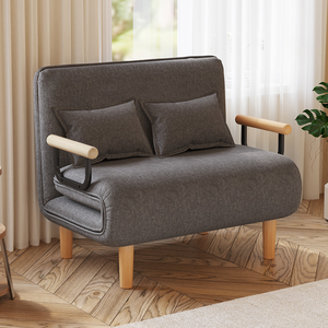 【AOTTO】100公分加大款多功能懶人折疊沙發床-深灰(SF-004GR)