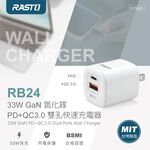 【MIT台灣製造 BSMI認證】RASTO RB24  豆腐頭 33W GaN氮化鎵 PD+QC3.0雙孔快速充電器, , large