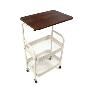 桌面三層收納推車-米白色