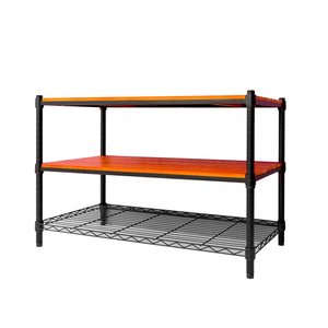 【Y HOUSE】90x45x60cm pine three-layer storage rack rack iron rack - black teak
