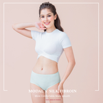 【Clany可蘭霓】台灣製絲蛋白美膚內褲 ｜莫代爾親膚透氣低敏・中腰女內褲 M&ndash;XL  冰河綠 2152-83, , large