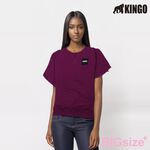 KINGO-大尺碼-女款 重磅圓領T恤-黑/紫-444101, , large